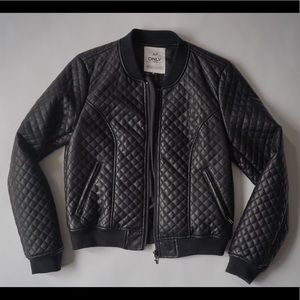ONLY Vegan Leather Quilted Bomber